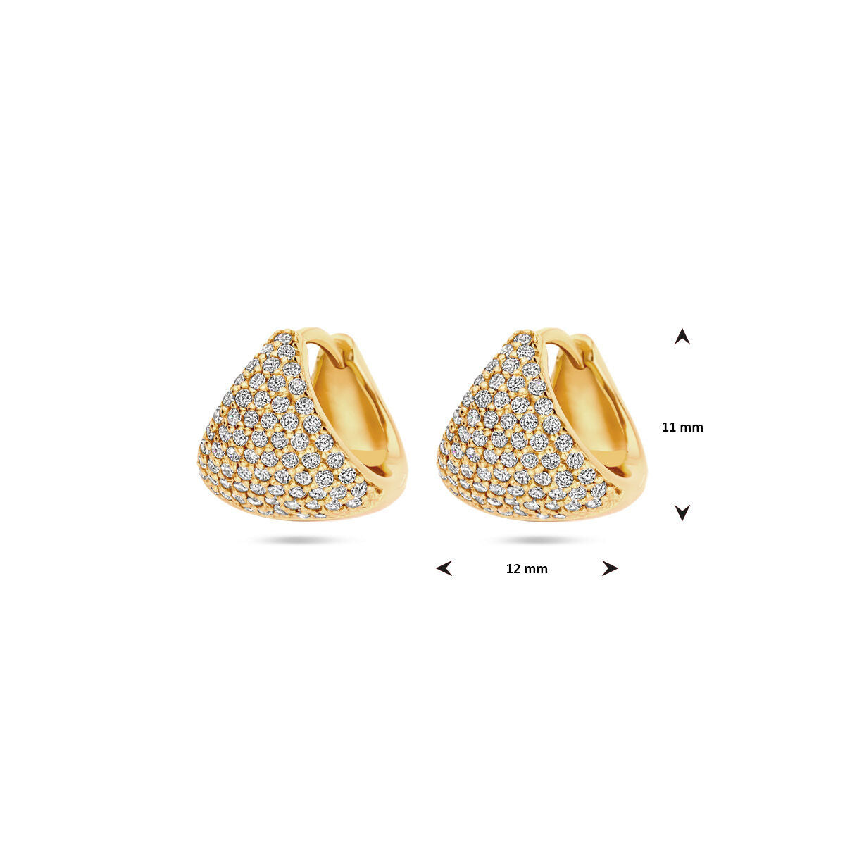 aros de zirconia 11 mm 1 micrón plata chapado en oro amarillo