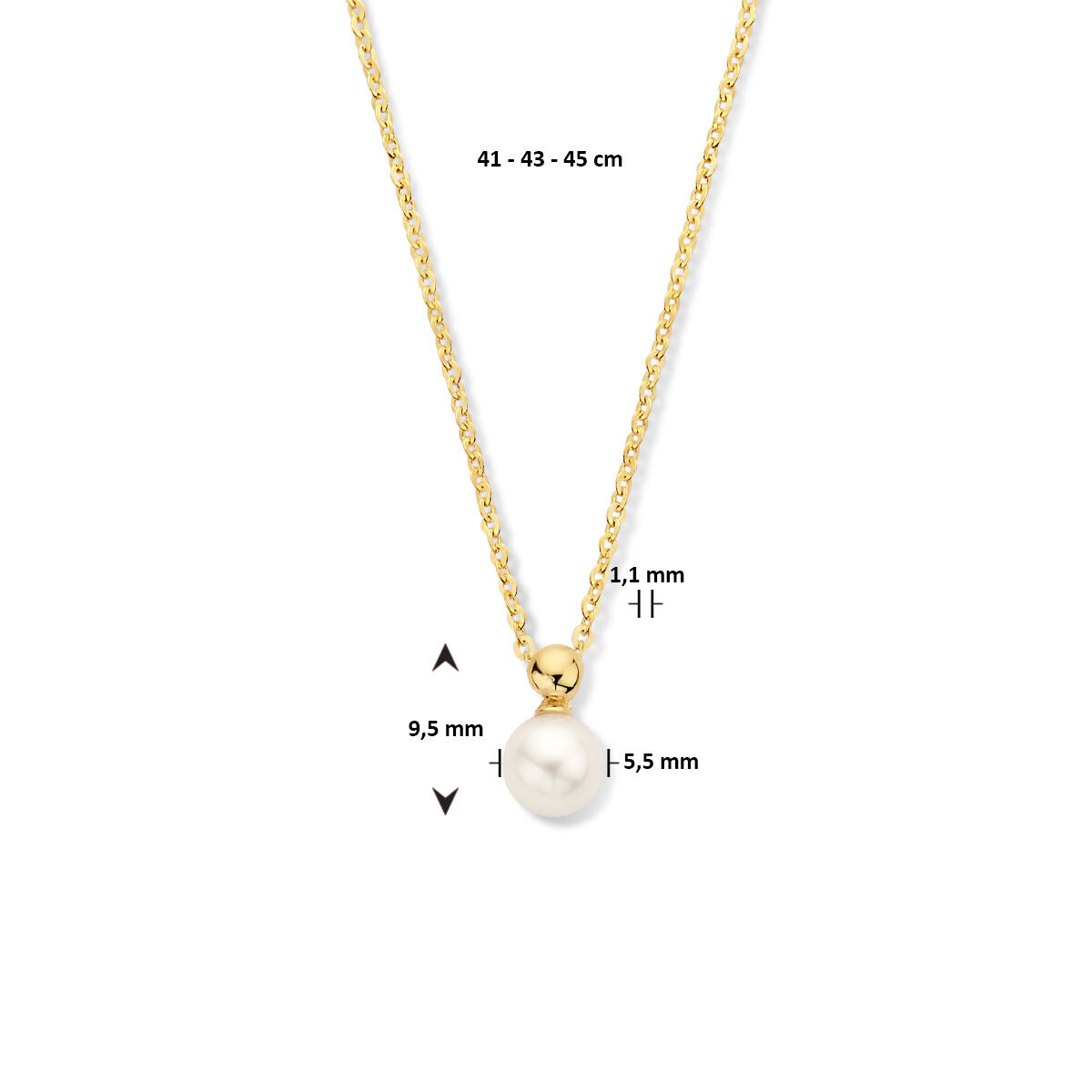Collar de mujer oro con perla 14K