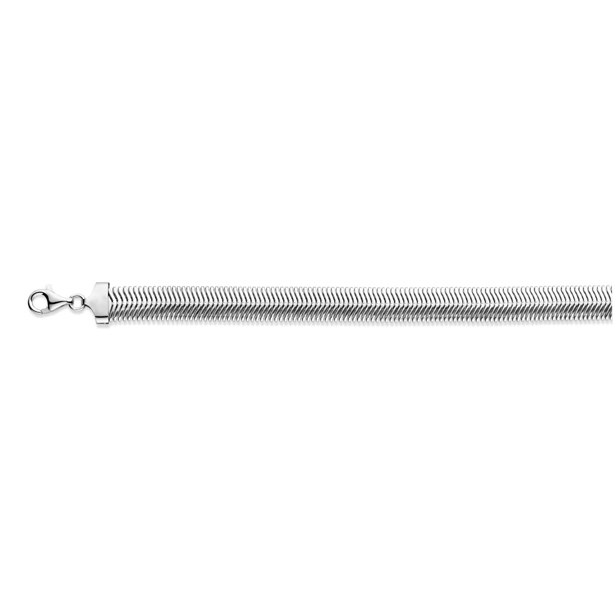 Pulsera de eslabones de 10 mm, plateada y rhodinada, con cierre de mosquetón.