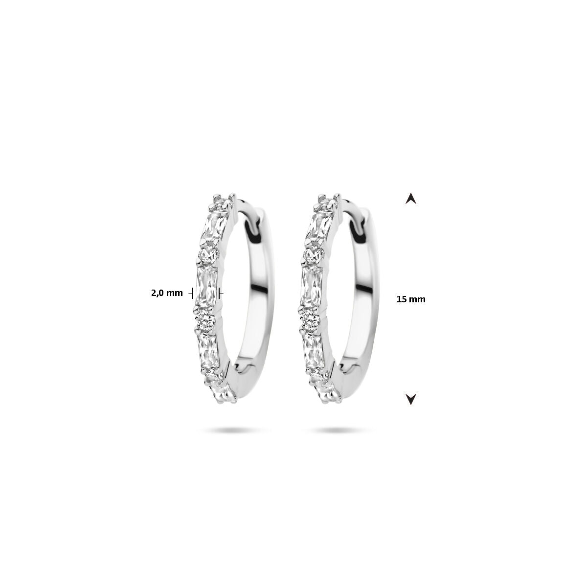 aros de circonita 15 mm plata rodiado