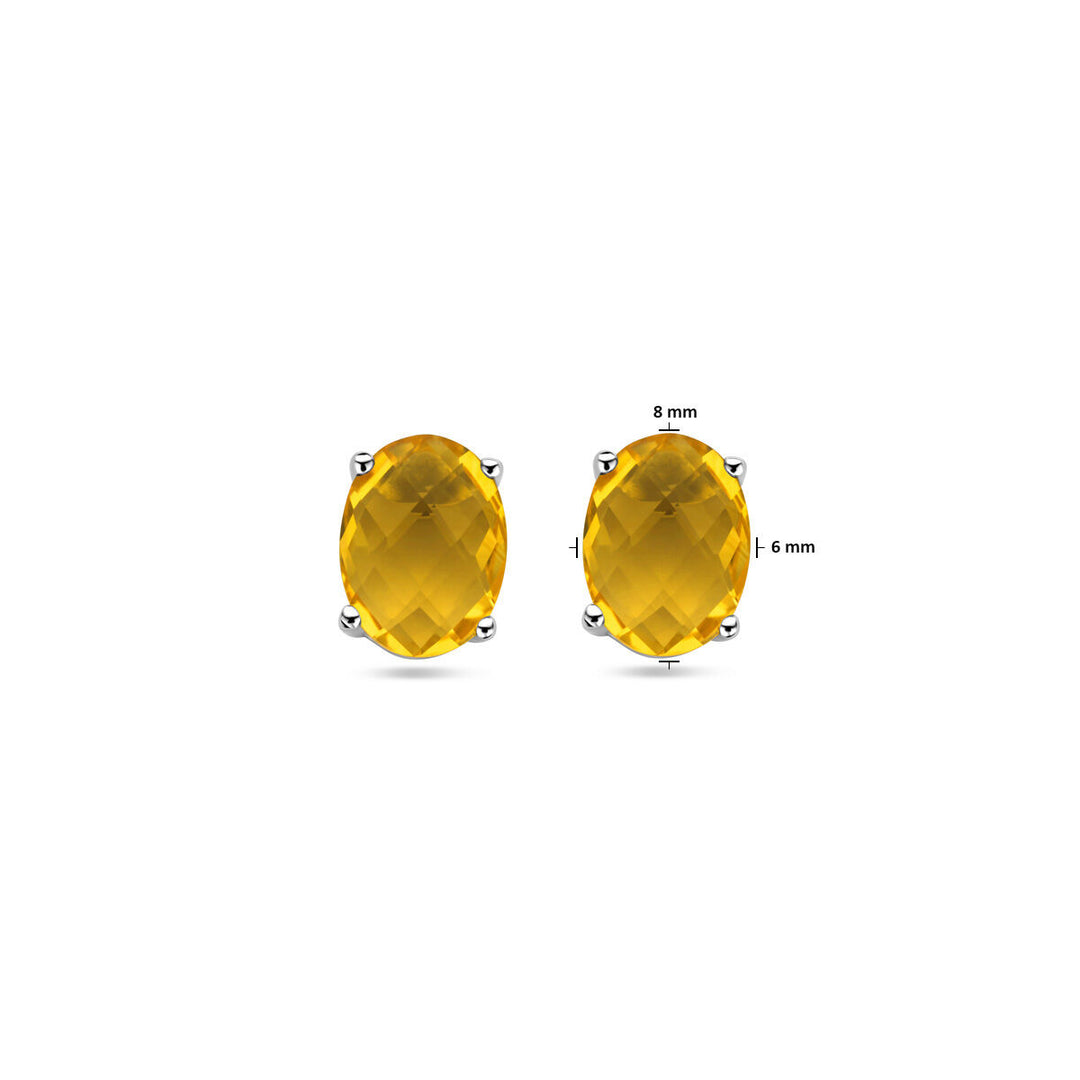 oorknoppen citrien zilver gerhodineerd