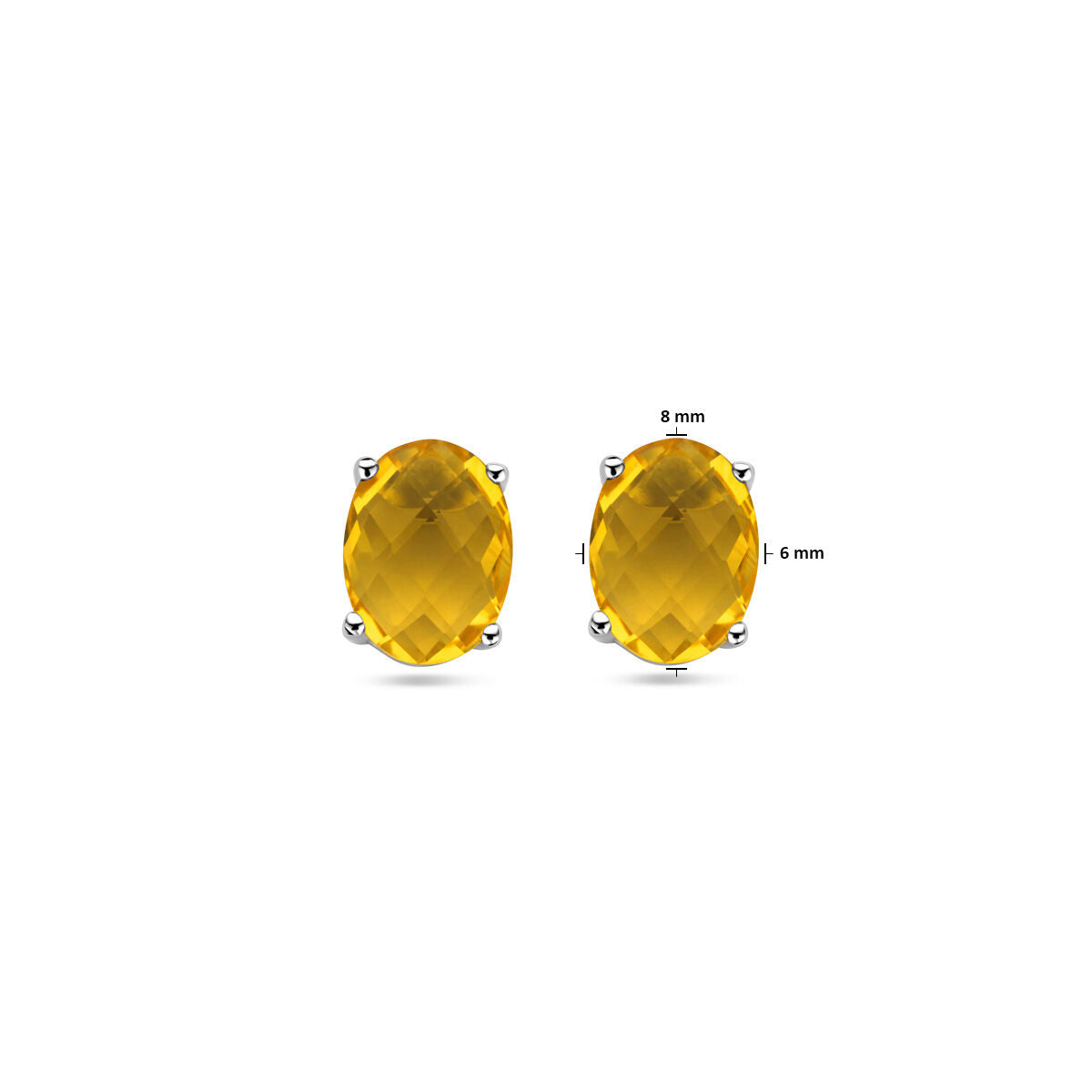 pendientes de botón citrino plata rodiado