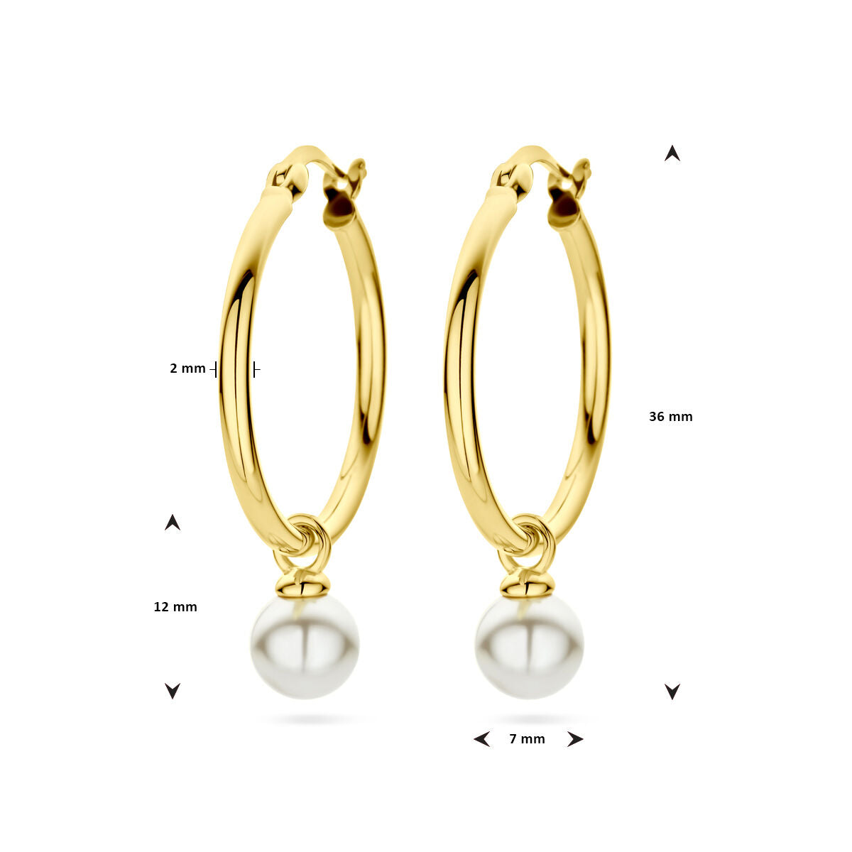 aros de perla sintética 1 micrón plata chapado en oro amarillo
