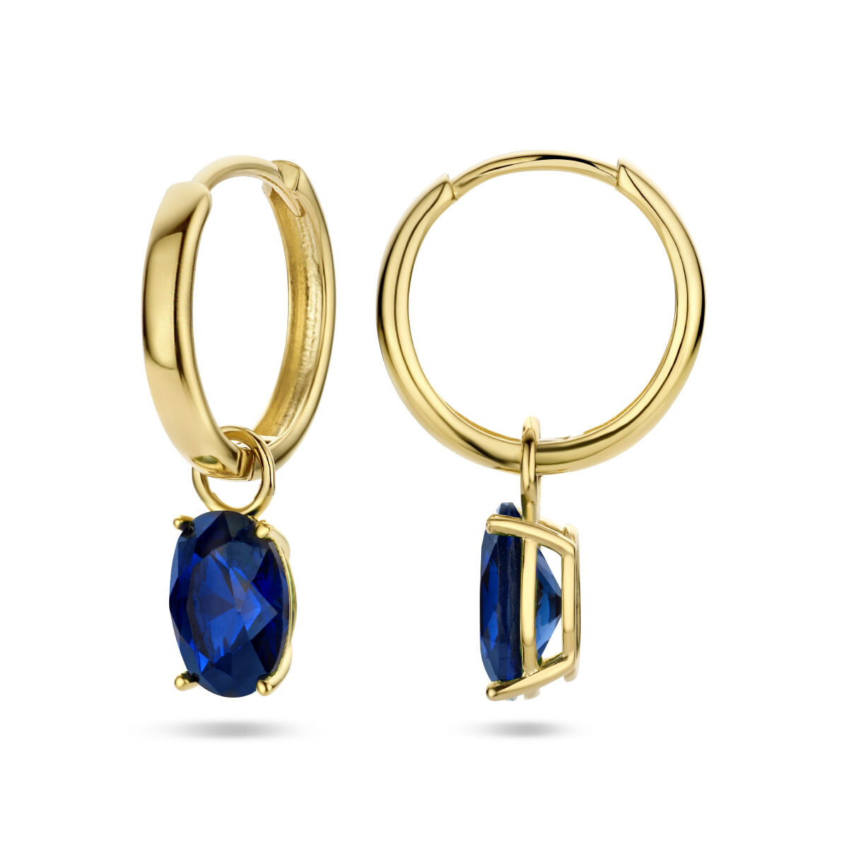 aros azul circonita 14K oro amarillo