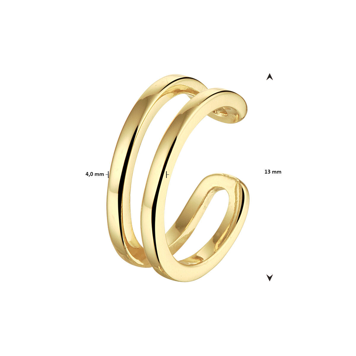 earcuff 1 micron plata chapado en oro amarillo