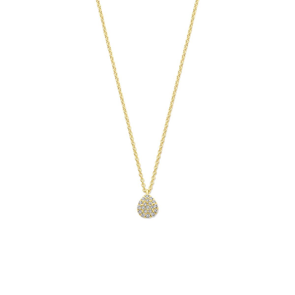 Collar de oro amarillo de 14K con colgante en forma de gota y diamantes de 0.10 ct.