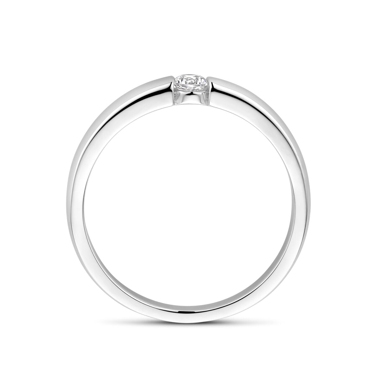 anillo de zirconia plata rodiada