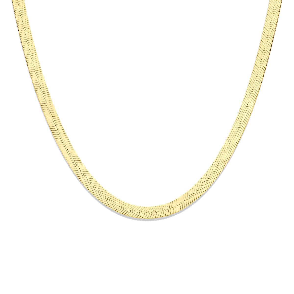 Collar plano de serpiente de 8,5 mm y 43 cm, bañado en plata de 3 micrones, color amarillo.