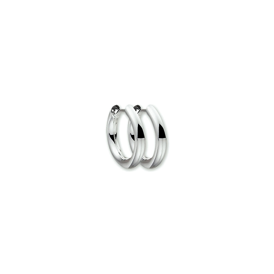 Pendientes de aro redondos de plata rodiada.
