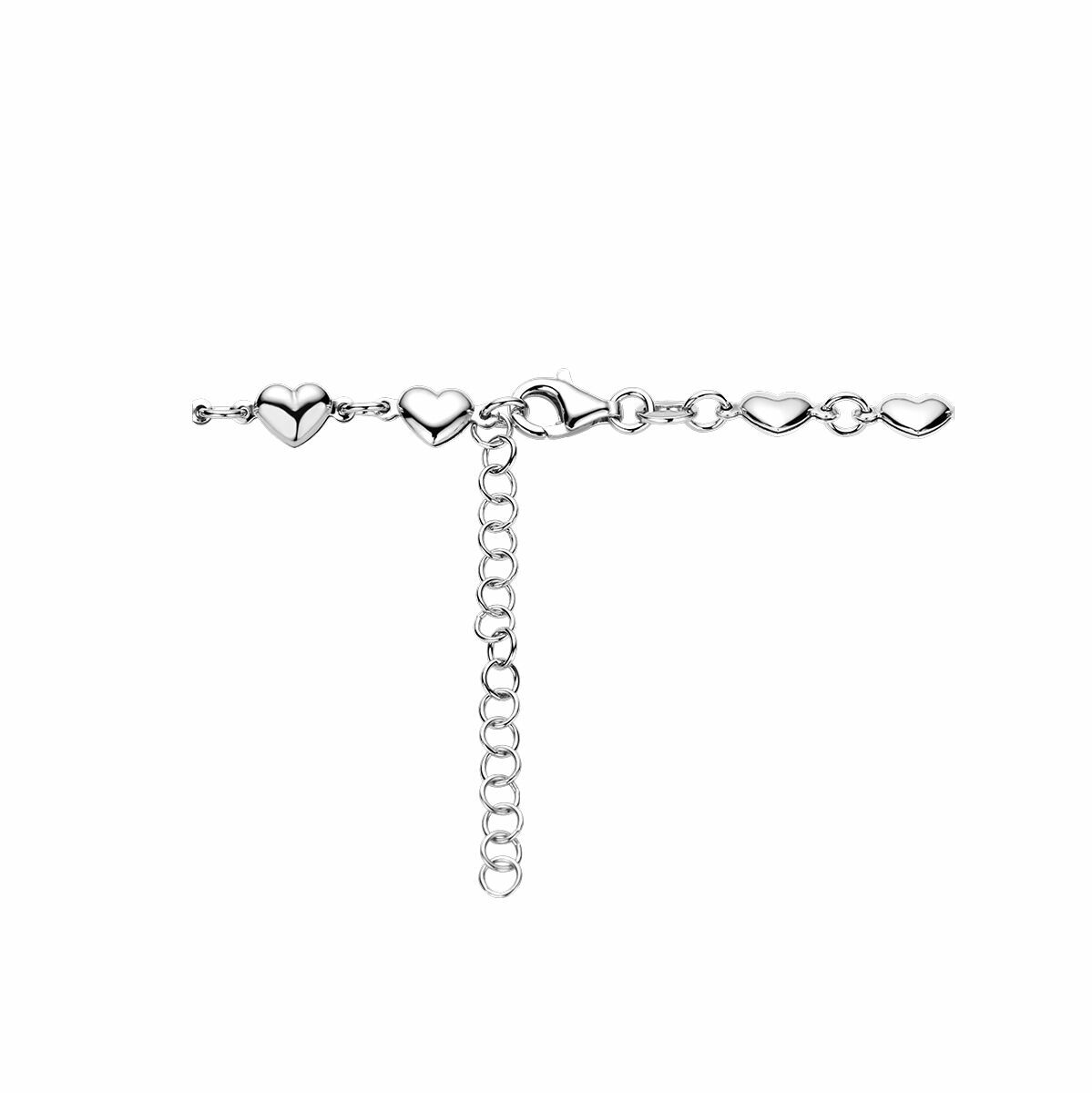 collar de corazones 41 + 4 cm plata rodiada