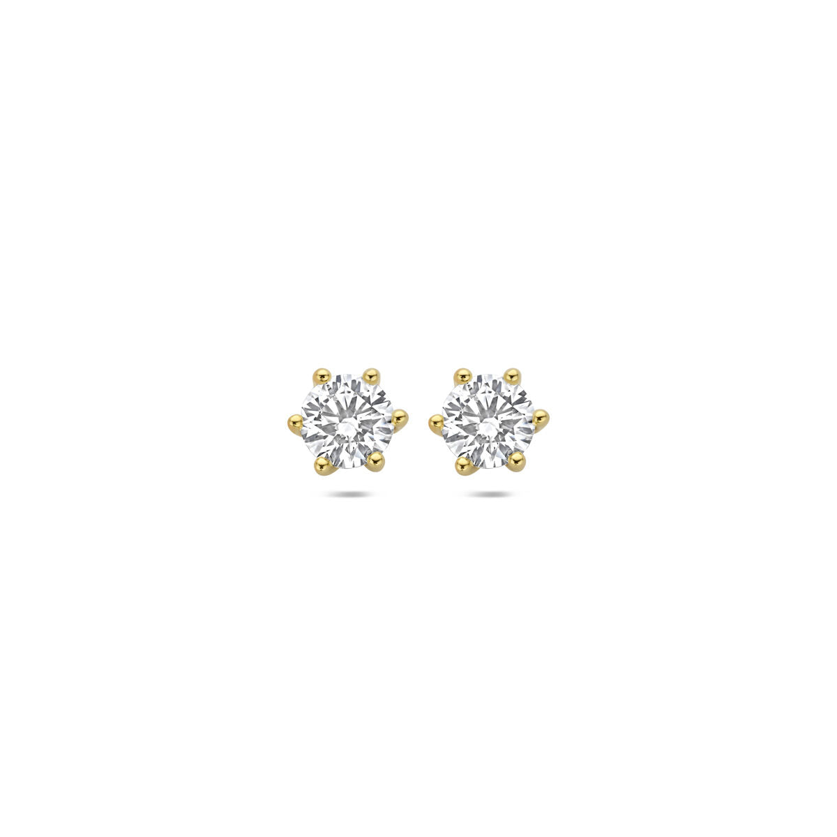 Pendientes de oro amarillo de 14k con diamantes lab-grown, diseño de botón.