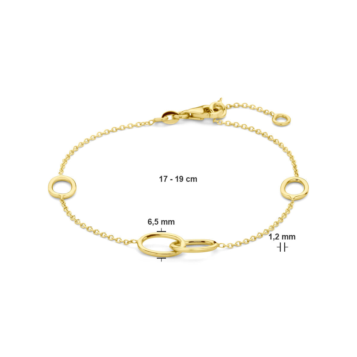 Pulsera de mujer de oro con óvalos 14K