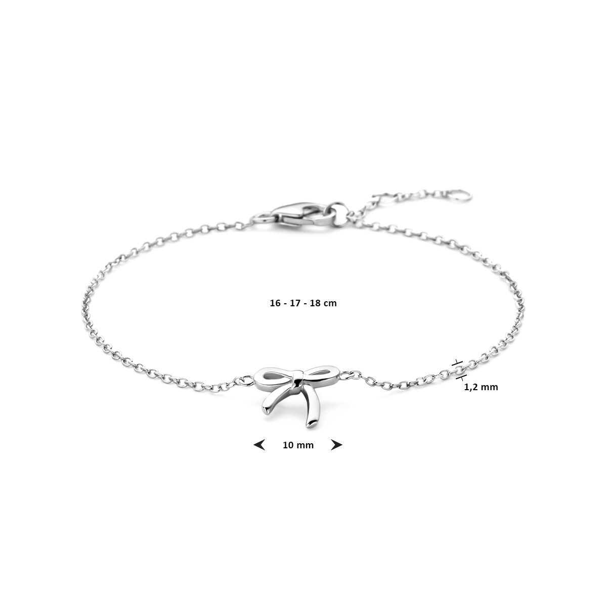 pulsera lazo 16 - 17 - 18 cm plata rodiada