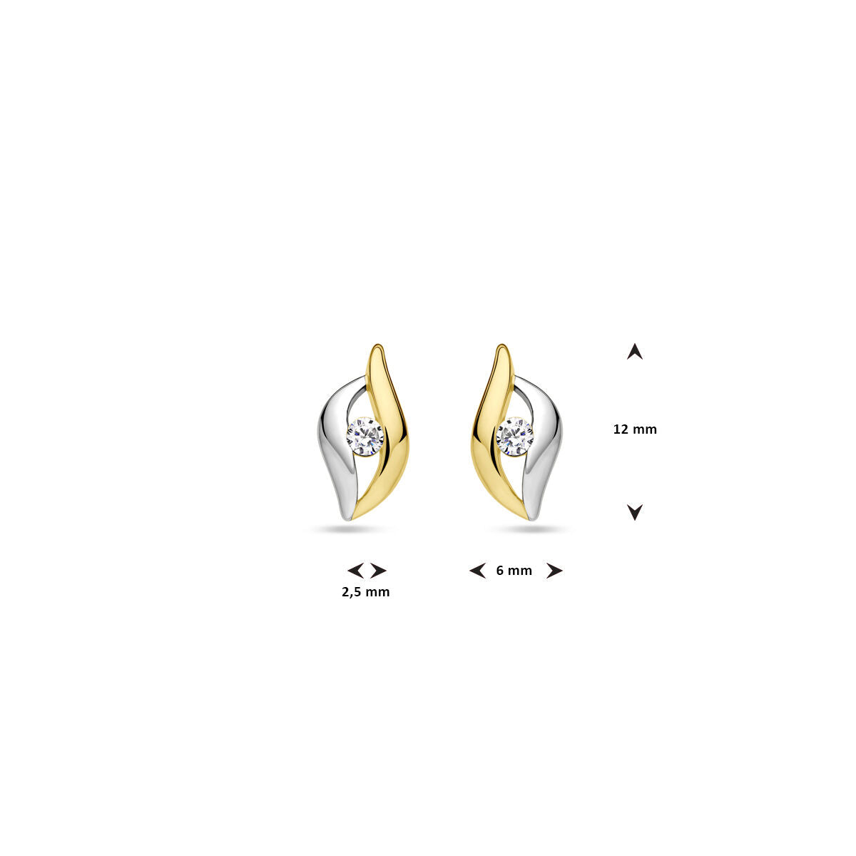pendientes de botón zirconia 1 micrón plata chapado en oro (amarillo/ródio)
