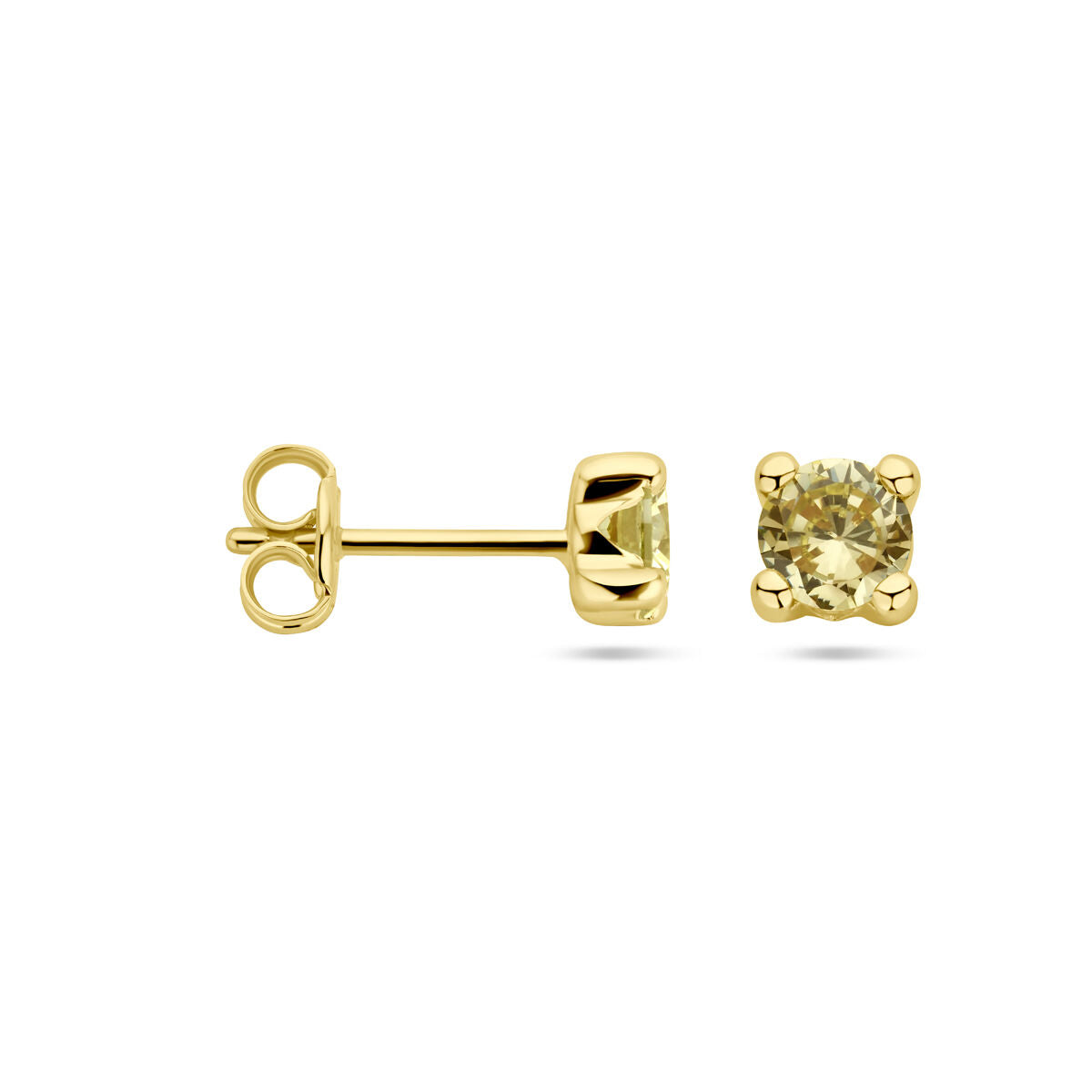 pendientes de botón sintético peridoto 14K oro amarillo