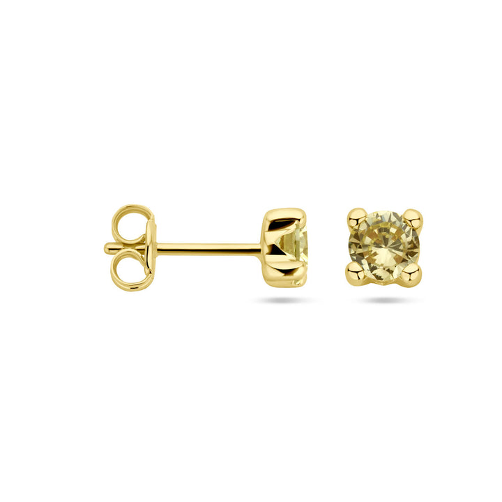 oorknoppen synth. peridot 14K geelgoud