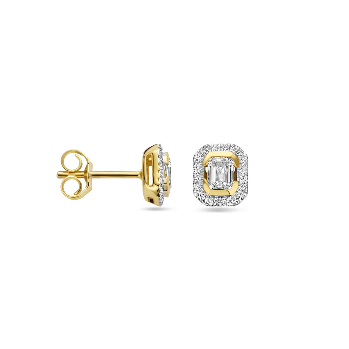 pendientes de botón diamante 0.51ct (2x 0.255ct) h si 7 mm oro amarillo