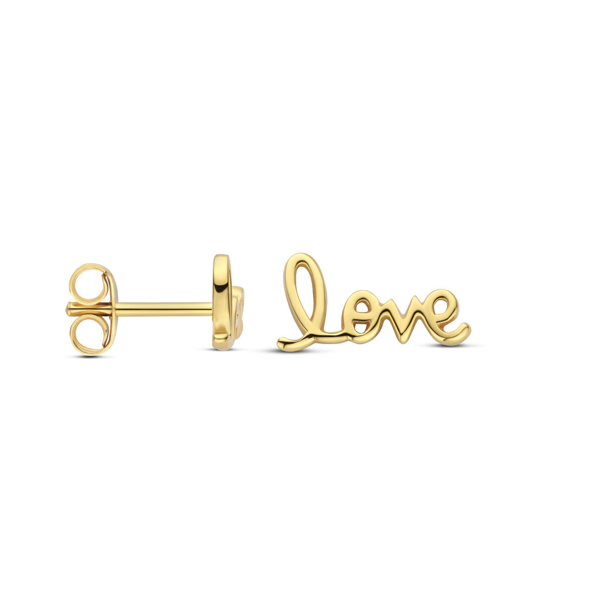 pendientes de botón love 6 mm 1 micron plata chapado en oro amarillo