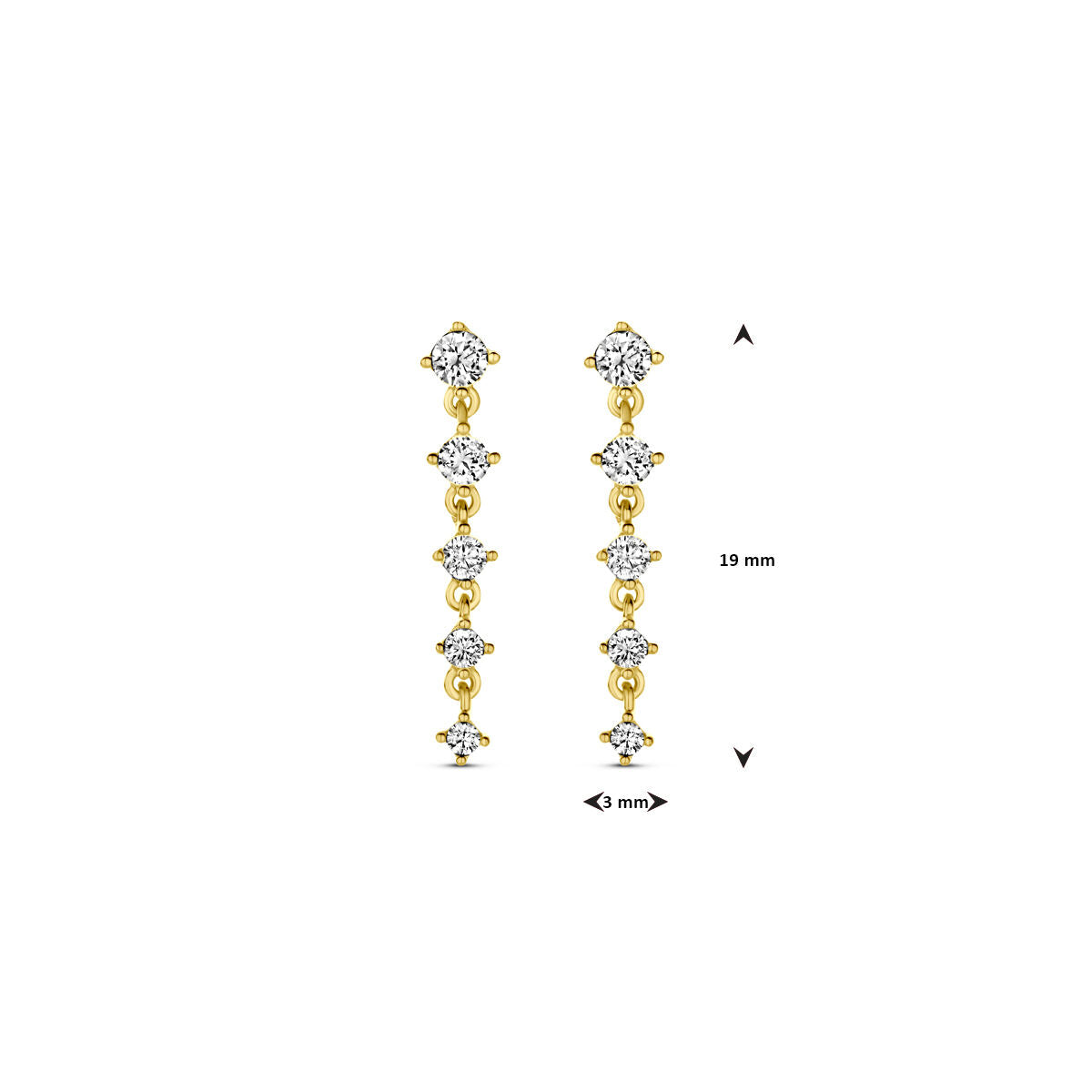 pendientes de zircón 19 mm 14K oro amarillo