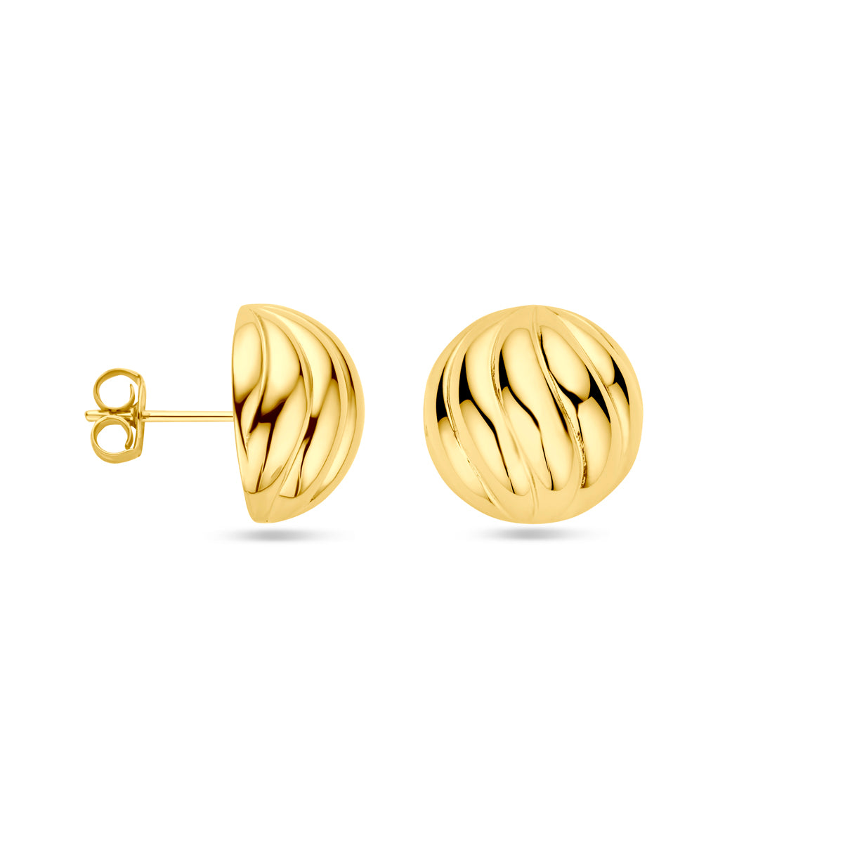 pendientes de botón plata chapado en oro amarillo