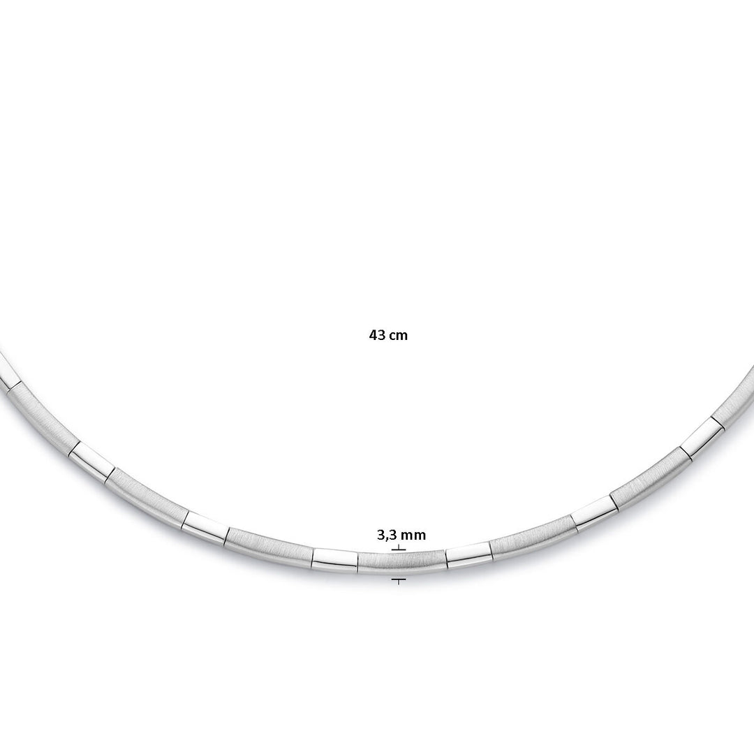 collier choker 3,3 mm 43 cm poli/mat zilver gerhodineerd
