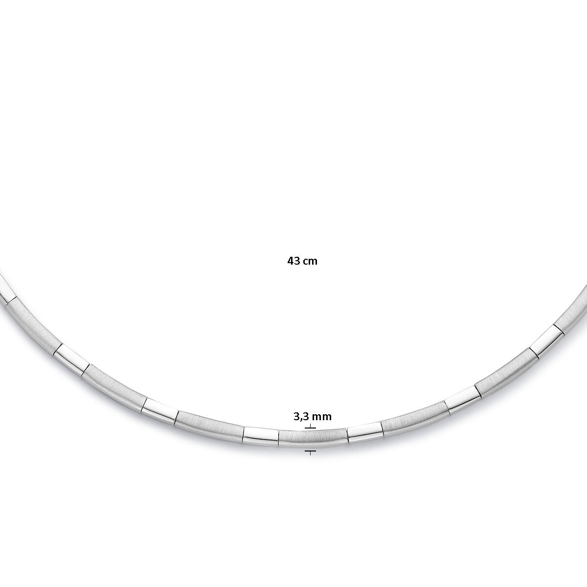 collar choker 3,3 mm 43 cm poli/mate plata rodiado