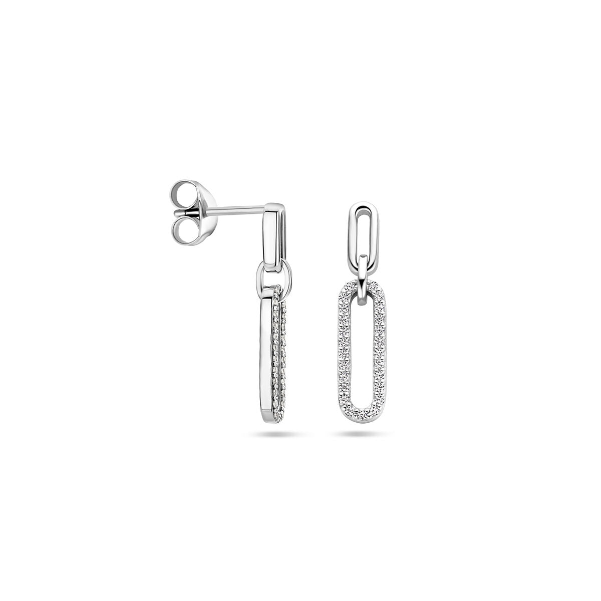 pendientes de zircónia en plata rodiada