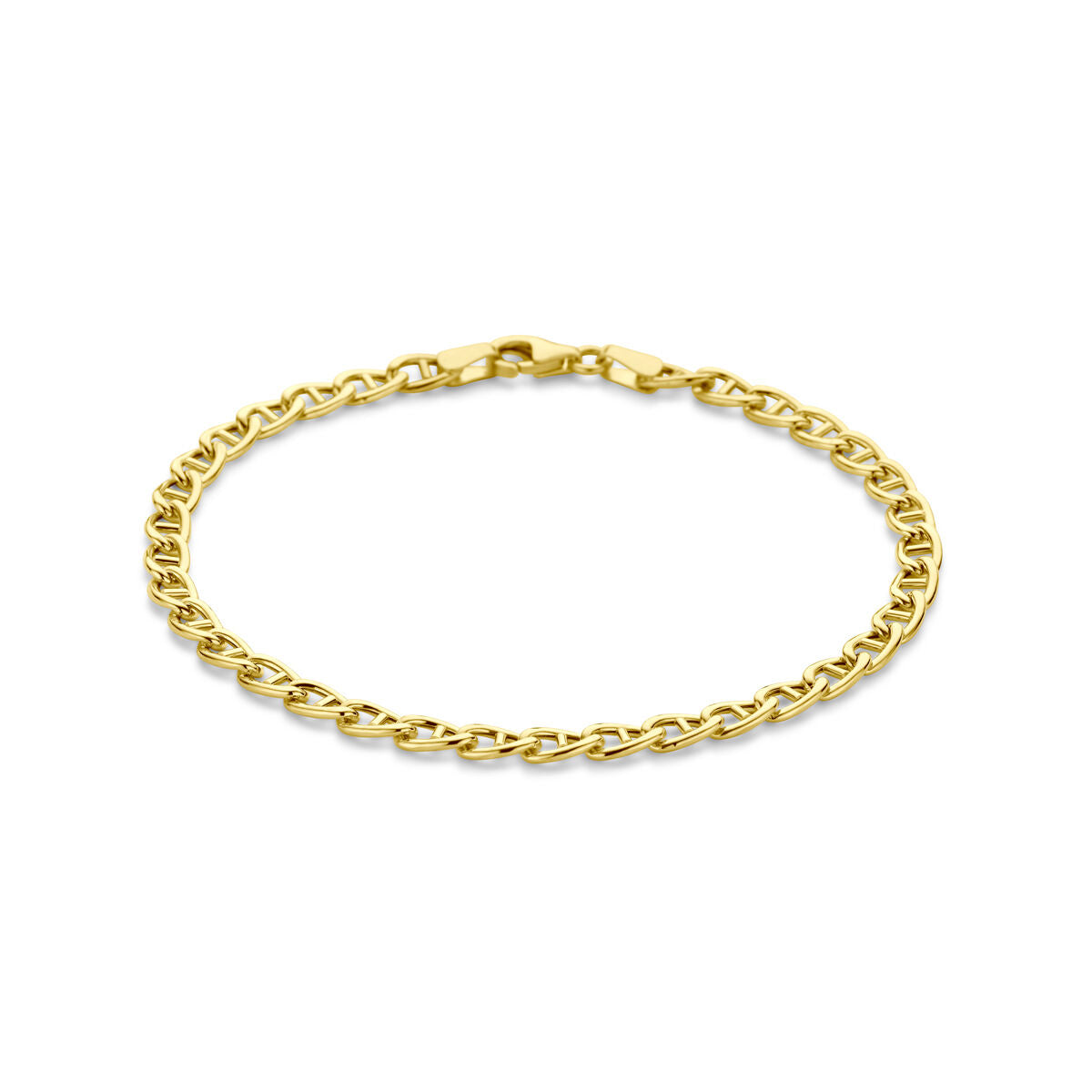 Pulsera de 14 quilates en oro amarillo, con eslabones de 4,0 mm y longitud de 19 cm.