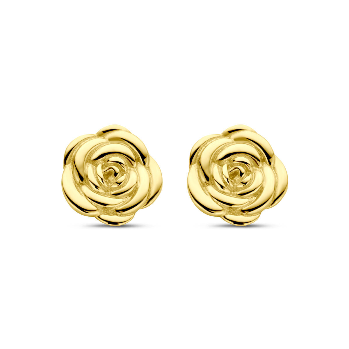Pendientes de rosa de 8 mm en oro amarillo de 14 quilates.