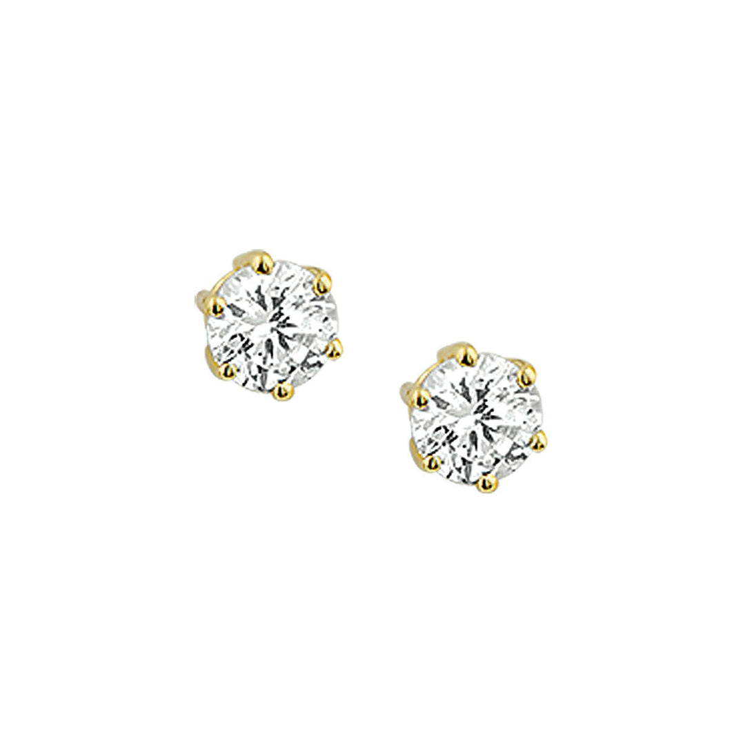 Pendientes de primera puesta de zircón en oro amarillo de 14K.