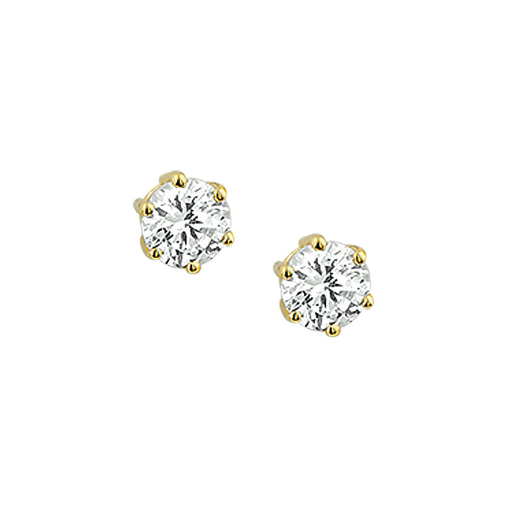 Pendientes de primera puesta de zircón en oro amarillo de 14K.