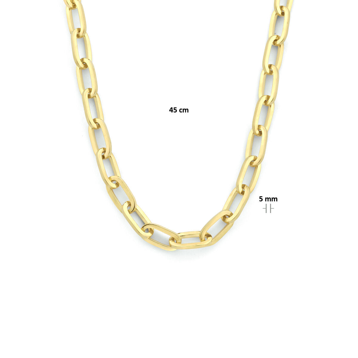 collar paperclip plano macizo 5,0 mm 45 cm Zilgold (oro amarillo con núcleo de plata)