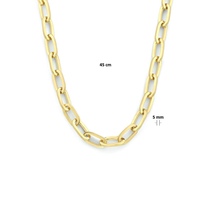 collier paperclip plat massief 5,0 mm 45 cm Zilgold (geelgoud met zilverkern)