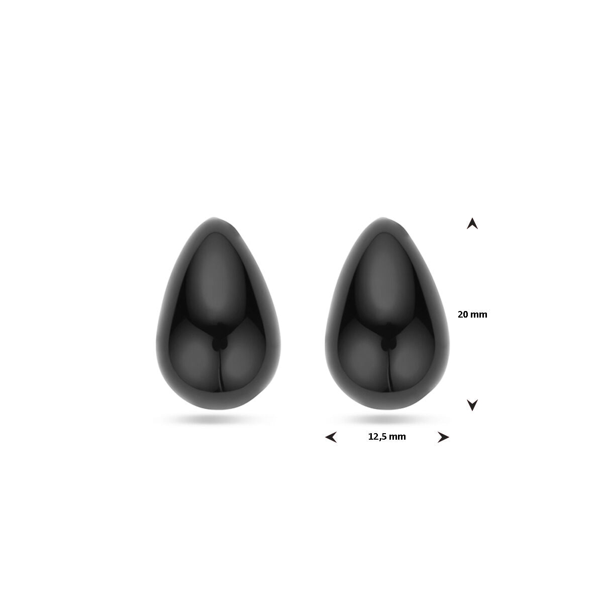 pendientes de botón negro esmalte 1 micrón 20 mm plata chapado en oro amarillo