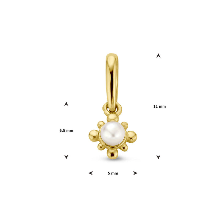 hanger bloem parel 14K geelgoud