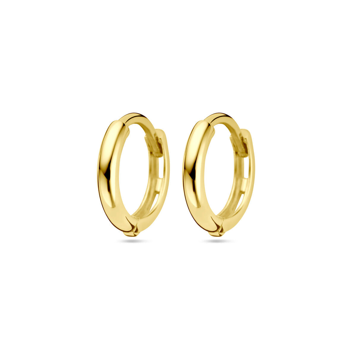 Pendientes de aro de 11 mm en oro de 9 quilates, con acabado brillante y diseño sencillo.