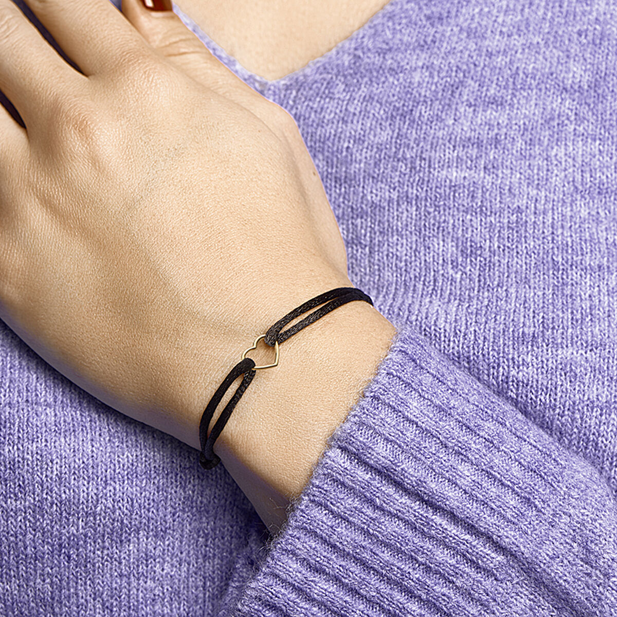 pulsera de satén corazón 14K oro con goma/nylon/cuero