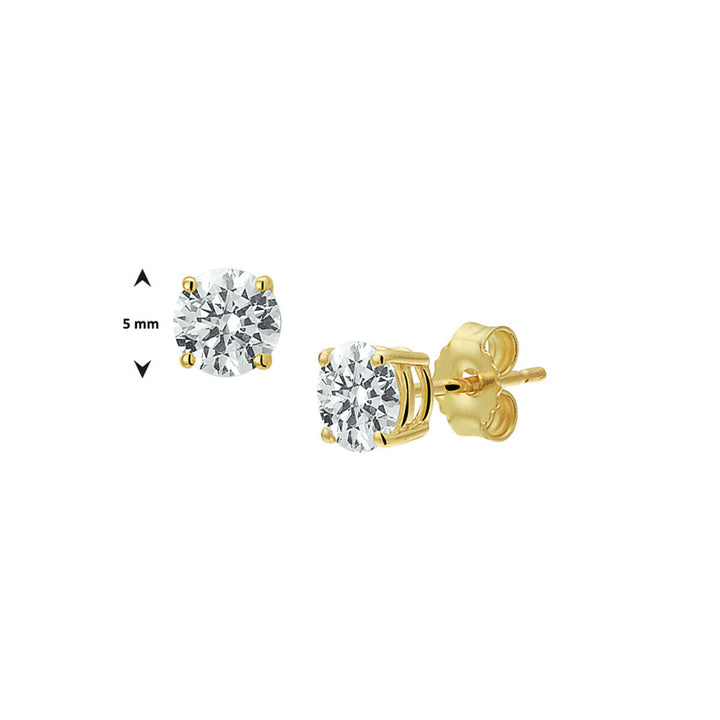 pendientes de botón de zirconia en oro amarillo de 14K