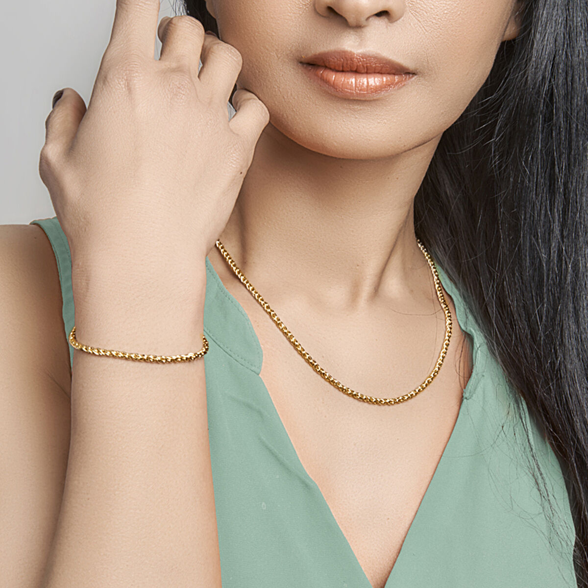 Pulsera de plata de mujer con eslabones (oro amarillo con núcleo de plata)