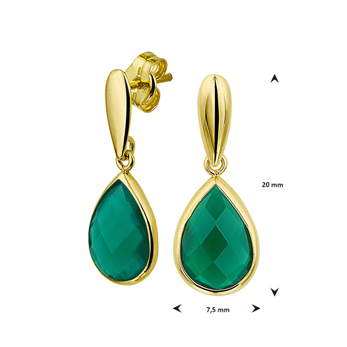 pendientes de verde ágata 14K oro amarillo