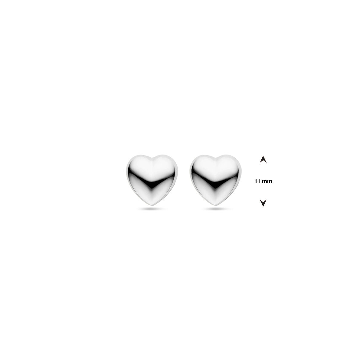 pendientes de botón corazón 11 mm plata rodiada