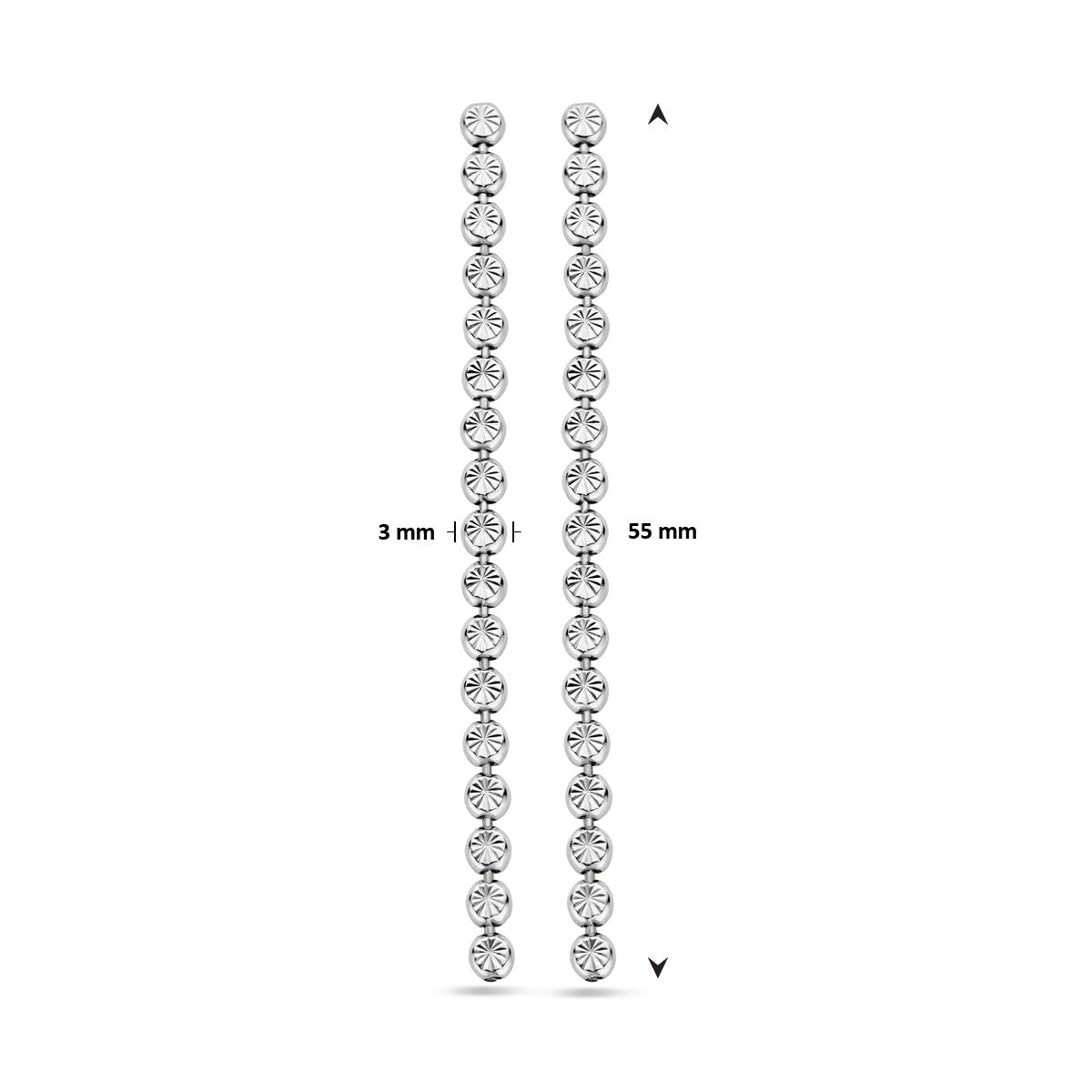 pendientes engastados 55 mm plata rodiada