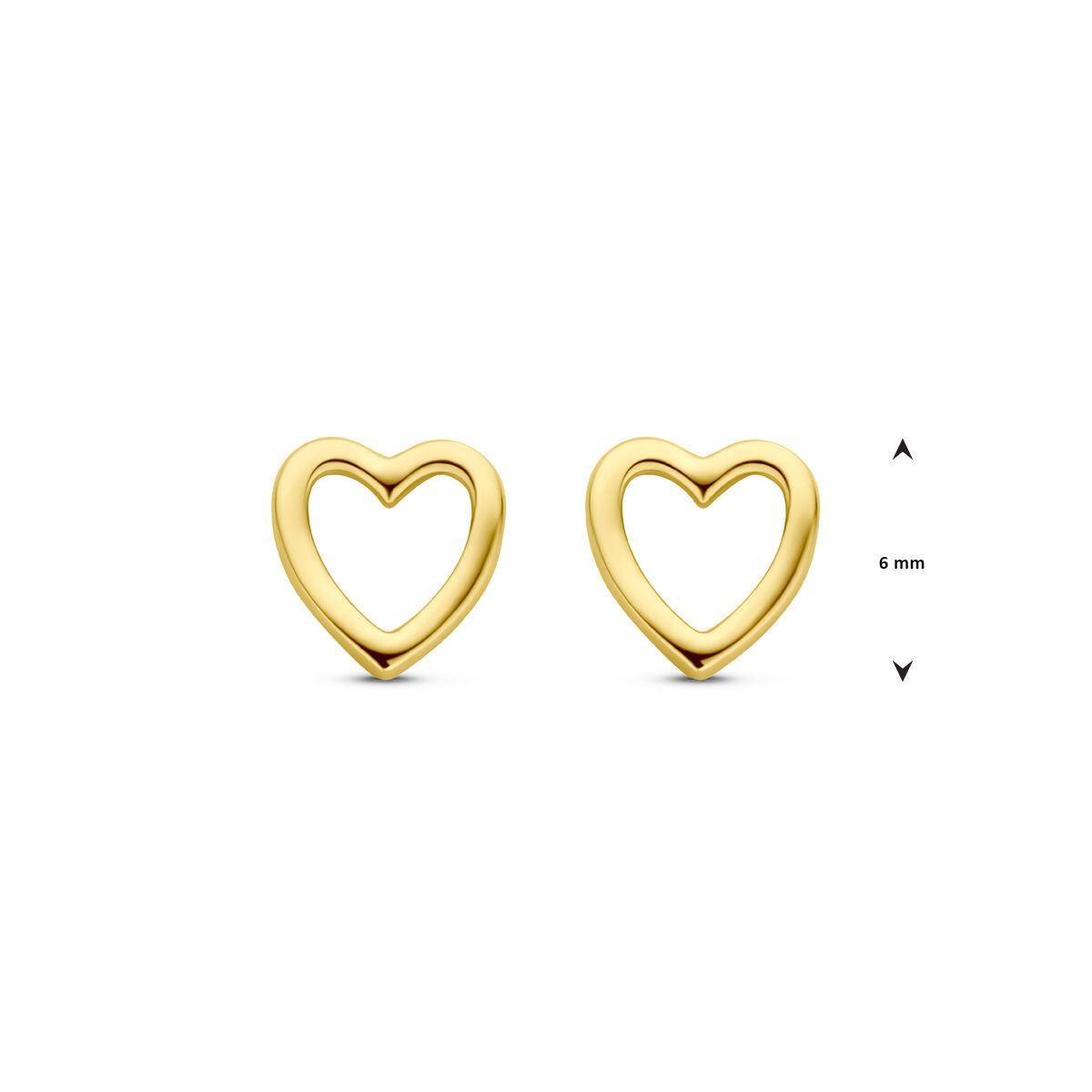 pendientes de botón corazón 6 mm 14K oro amarillo
