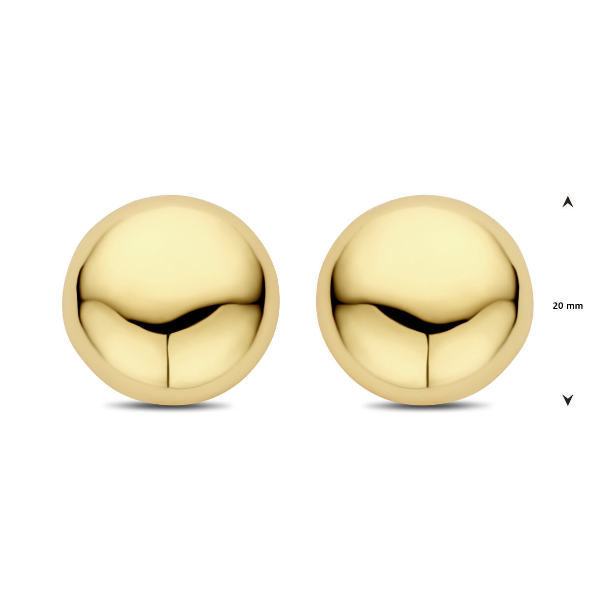 pendientes de botón media esfera 20 mm 1 micrón plata chapado en oro amarillo