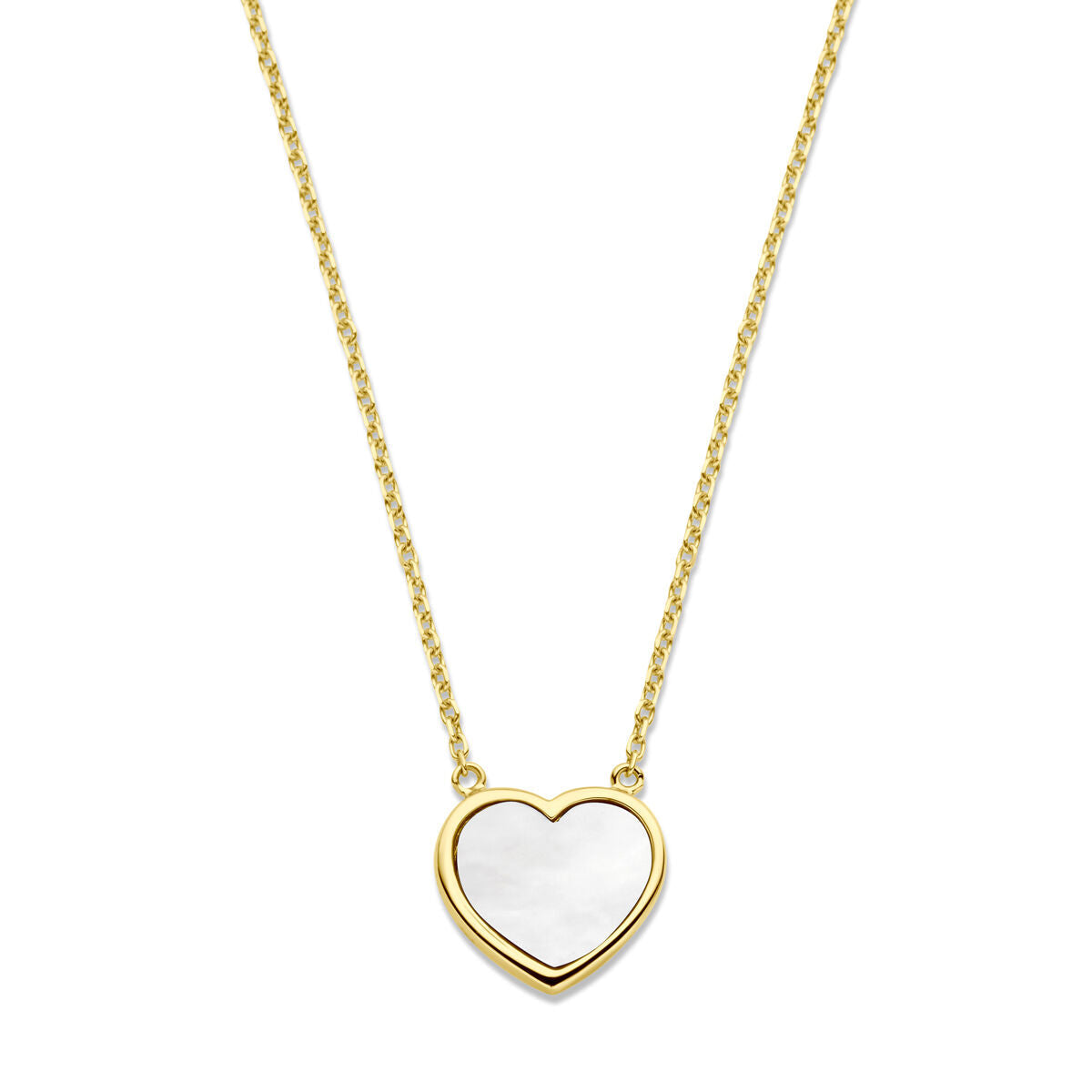 Gouden dames ketting hart parelmoer 14K