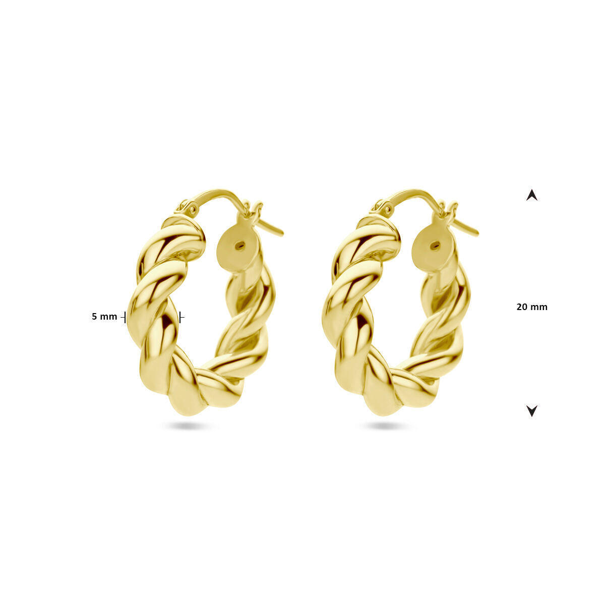 aros retorcidos 1 micrón plata chapado en oro amarillo