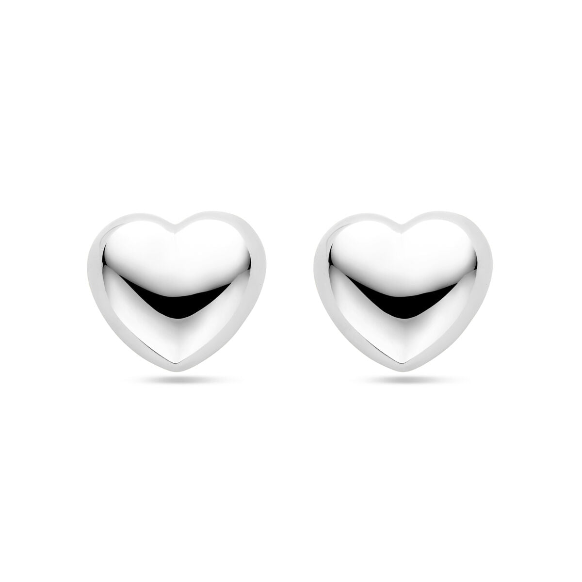 pendientes de botón corazón 9,5 mm plata rodiado