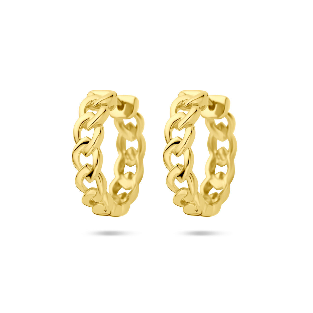 Pendientes de aro con motivo de eslabones, de 18 mm, en plata bañada en oro amarillo.