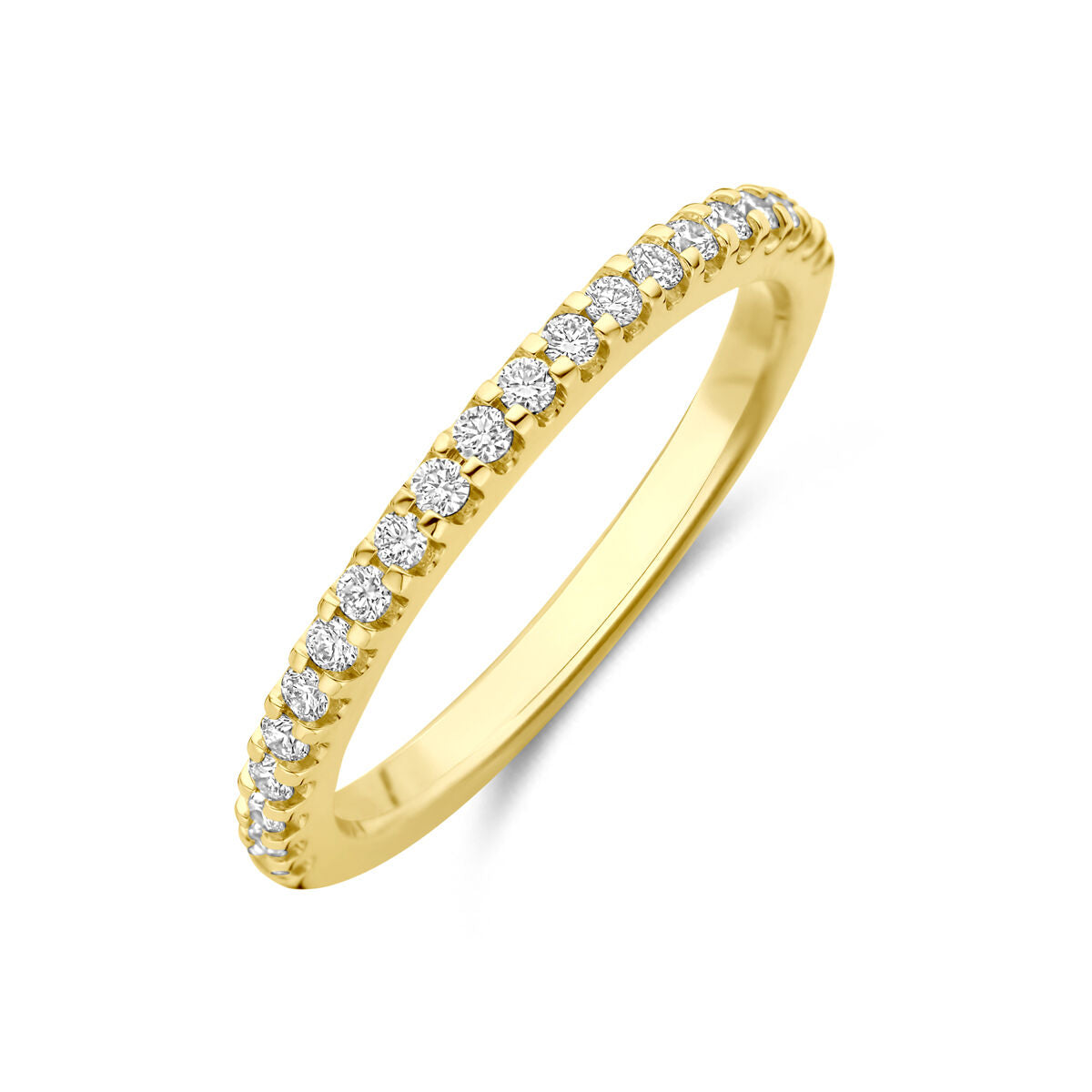 Anillo de oro amarillo de 14K con diamantes lab-grown de 0.25 ct en engaste.