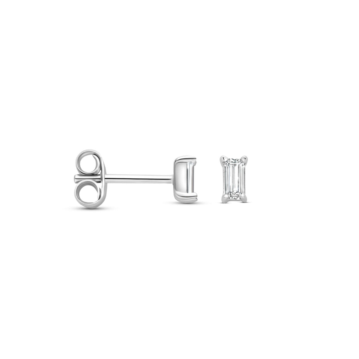 pendientes de botón de zirconia 4,5 mm plata rodiado